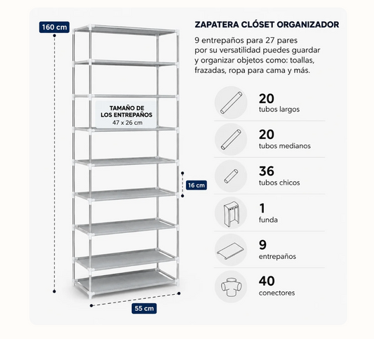 Organizador de Zapatero Armable 9 Pisos