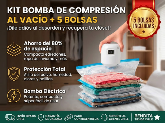Bomba para comprimir al vacío + 5 bolsas